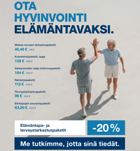Elämäntapa- ja terveystarkastuspaketit -20 % SYNLAB Myyrmanni