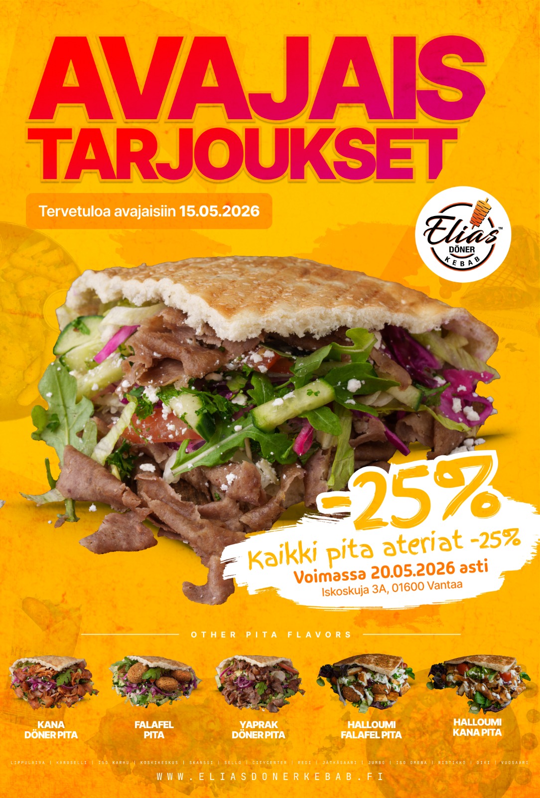 Pita ateriat -25% Elias Döner Kebab